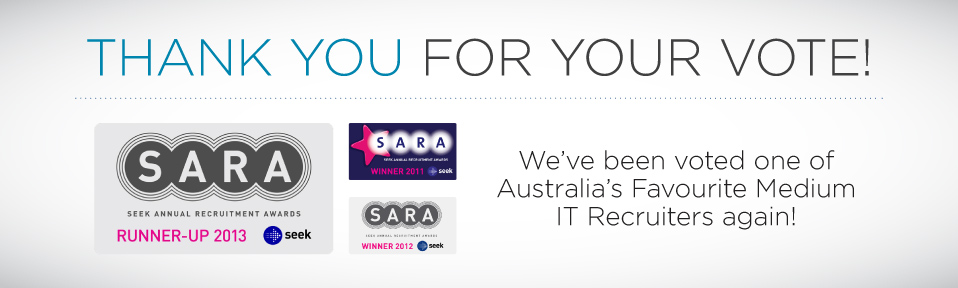 2 years running! Winners of Australia's Favourite IT Recruiter - Medium category.